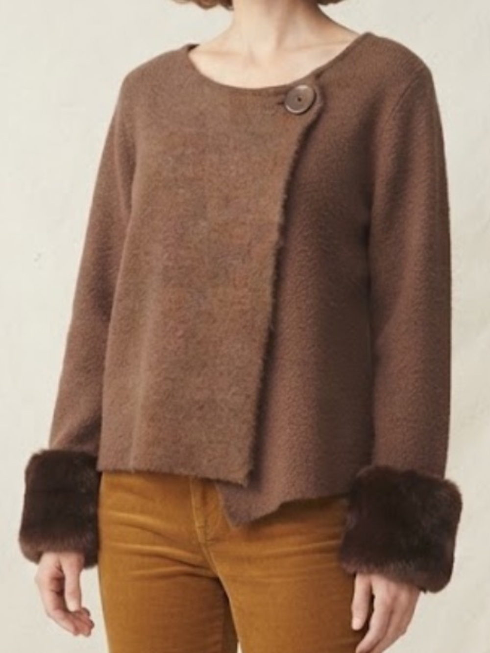 Ellen Tracy Brown Button-Accent Wool Blend Jacket Women’s Size Large
